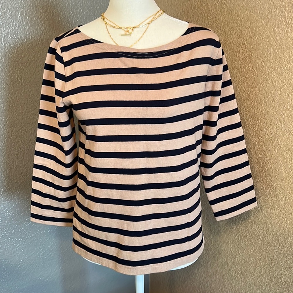 JCREW - size XS - striped beige and navy blue blouse